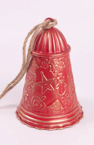 BÁDOG KOLOMP, AKASZTÓS, MÉZESKALÁCS FIGURÁS, PIROS