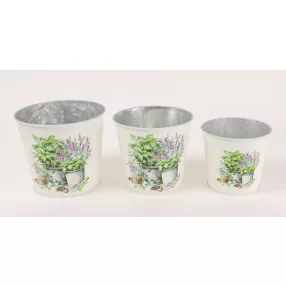 BÁDOG KASPÓ SZETT, 3 DARABOS, KEREK, GYÓGYNÖVÉNYES