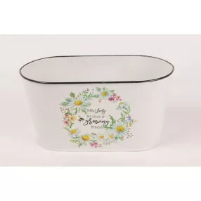   BÁDOG KASPÓ, OVÁLIS, VIRÁG KOSZORÚ, WELCOME TO OUR HOME FELIRAT