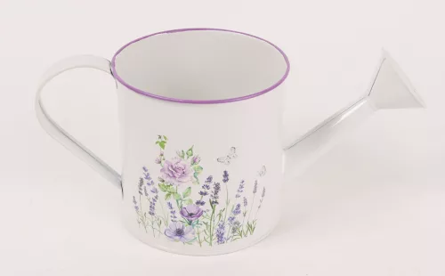 BÁDOG ÖNTÖZŐ KANNA, LILA VIRÁGOS