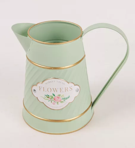 BÁDOG KIÖNTŐ, HALVÁNY ZÖLD, FLOWERS FELIRAT