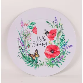 BÁDOG TÁLCA KEREK, PIPACSOK, HELLO SPRING FELIRAT