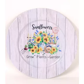 BÁDOG TÁLCA KEREK, NAPRAFORGÓ, SUNFLOWERS FELIRAT