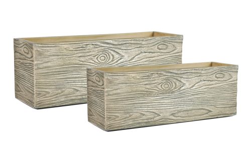 KÜLTÉRI LÁDAKASPÓ SZETT, 2 DARABOS, TÉGLALAP ALAKÚ, FAHATÁSÚ RUSTIC