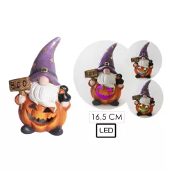   KERÁMIA LED ORRSZAKÁLL HALLOWEEN TÖK TESTŰ, BOO TÁBLÁVAL LILA ÉS NARANCSSÁRGA