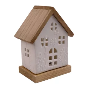 KERÁMIA HÁZ, LEDDEL, FA TETŐ, FEHÉR BARNA