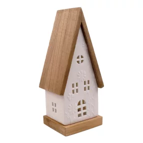 KERÁMIA HÁZ, LEDDEL, FA TETŐ, FEHÉR BARNA