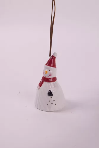 KERÁMIA CSENGŐ HÓEMBER, MIKULÁS SAPKÁBAN, FEHÉR