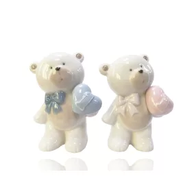 KERÁMIA MEDVE SZÍVVEL, FEHÉR