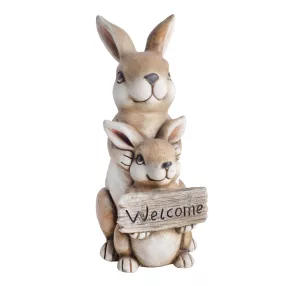 KÜLTÉRI NYULAK, WELCOME TÁBLÁVAL, BARNA