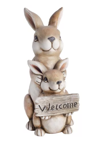 KÜLTÉRI NYULAK, WELCOME TÁBLÁVAL, BARNA