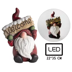   KERÁMIA ORRSZAKÁLL LEDDEL, TÁBLÁT TART, WELCOME FELIRATTAL