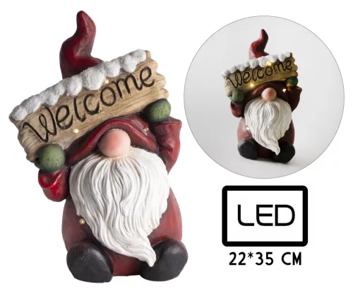 KERÁMIA ORRSZAKÁLL LEDDEL, TÁBLÁT TART, WELCOME FELIRATTAL