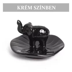   KERÁMIA FÜSTÖLŐ TARTÓ, KEREK, ELEFÁNT DEKORÁCIÓVAL, KRÉM