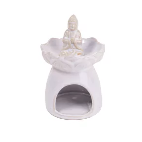 KERÁMIA OLAJMÉCSES, BUDDHA, FEHÉR