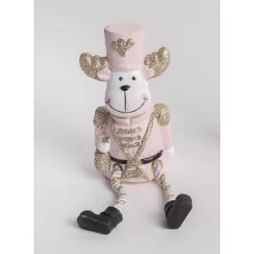 KERÁMIA DIÓTÖRŐ, SZARVAS, LÓGÓ LÁBBAL, RÓZSASZÍN