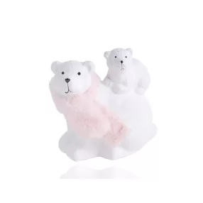 KERÁMIA JEGESMEDVE, BOCCSAL, FEHÉR RÓZSASZÍN