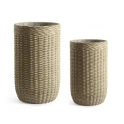 BETONKASPÓ, 2 DARABOS, KEREK, KOSÁR MINTÁS, RATTAN