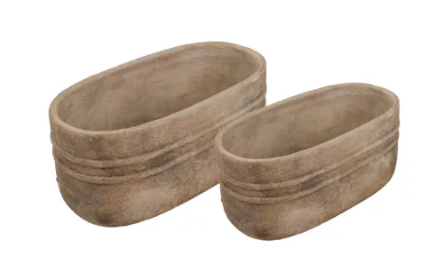 BETON KASPÓ SZETTBEN, 2 DARAB, OVÁL, 2 VONAL MINTÁS, VINTAGE HOMOK