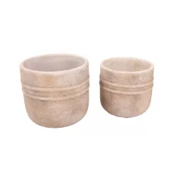   BETON KASPÓ SZETTBEN, 2 DARAB, KEREK, 2 VONAL MINTÁS, VINTAGE HOMOK
