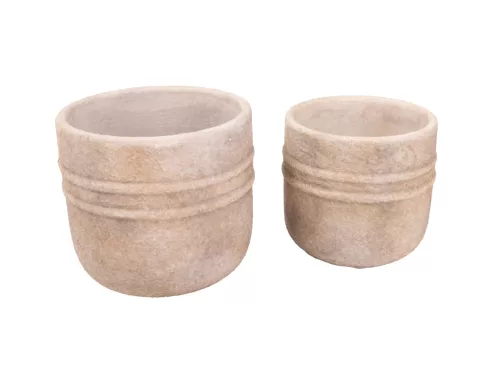 BETON KASPÓ SZETTBEN, 2 DARAB, KEREK, 2 VONAL MINTÁS, VINTAGE HOMOK