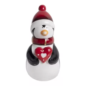 PORCELÁN PINGVIN, SZÍVVEL, FEHÉR PIROS FEKETE