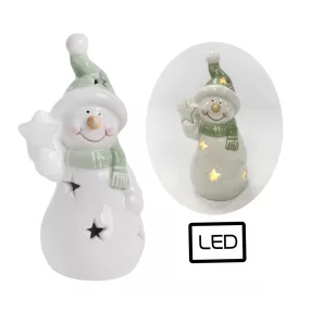 PORCELÁN HÓEMBER, LEDDEL, CSILLAGGAL, FEHÉR ZÖLD