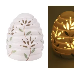 PORCELÁN LED TOJÁS, ÁTTÖRT, VIRÁGOS, FEHÉR