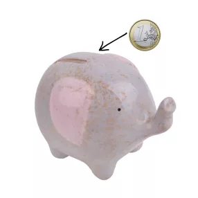 PORCELÁN ELEFÁNT, PERSELY, SZÜRKE RÓZSASZÍN