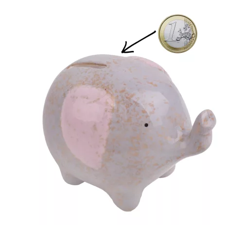 PORCELÁN ELEFÁNT, PERSELY, SZÜRKE RÓZSASZÍN