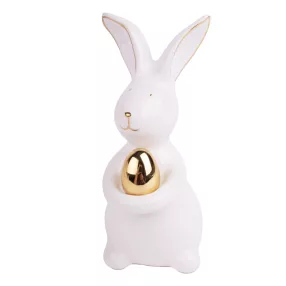 PORCELÁN NYÚL, ARANY TOJÁSSAL, FEHÉR ARANY