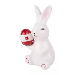 PORCELÁN NYÚL, PIROS TOJÁSSAL, FEHÉR