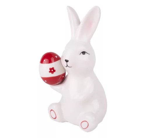 PORCELÁN NYÚL, PIROS TOJÁSSAL, FEHÉR