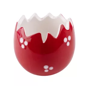 PORCELÁN TOJÁS, TÖRÖTT, PIROS