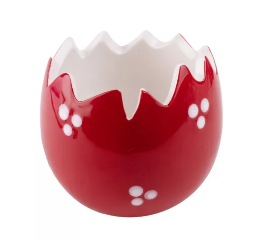 PORCELÁN TOJÁS, TÖRÖTT, PIROS