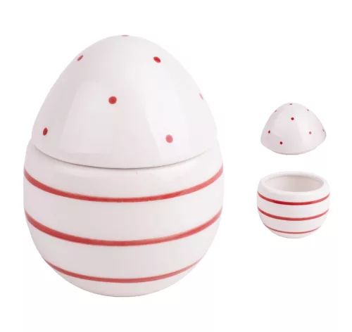 PORCELÁN BONBONIER, TOJÁS, FEHÉR PIROS