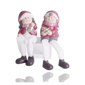 KERÁMIA LÁNYKA, LÓGÓLÁBÚ, RÓZSASZÍN FEHÉR