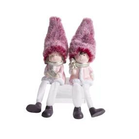 KERÁMIA GYEREK, LÓGÓLÁBÚ, KUCSMÁVAL, RÓZSASZÍN