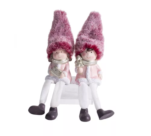 KERÁMIA GYEREK, LÓGÓLÁBÚ, KUCSMÁVAL, RÓZSASZÍN