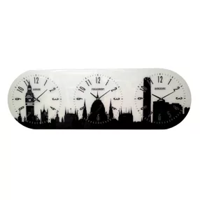 GLASS WALL CLOCK  NEW YORK, HONG KONG, BUDAPEST