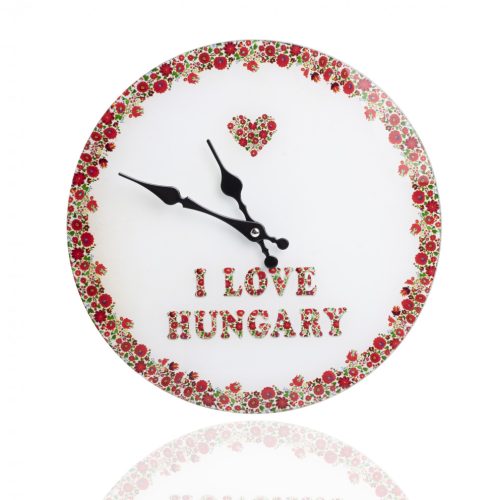203405 ÜVEG FALI ÓRA  KEREK I LOVE HUNGARY