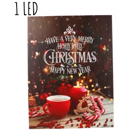   CANVAS VILÁGÍTÓ KÉP 1 LEDDEL,HAVE A VERY MERRY HOLLY JELLY CHRISTMAS HAPPY NEW YEAR FELIRATTAL