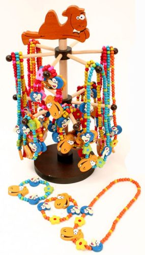 308026 WOODEN NECKLACE TEVECLUB 72PC/STAND
