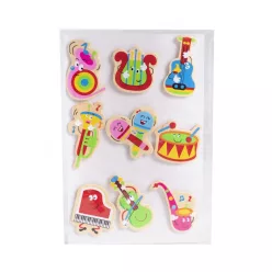WOODEN STICKERS MUSICAL INSTRUMENTS SET OF 9
