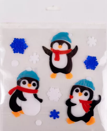 ABLAKZSELÉ 3 PINGVIN KÉK SAPKÁBAN