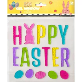   ABLAKZSELÉ, HAPPY EASTER FELIRAT, NYÚLLAL ÉS TOJÁSOKKAL, SZÍNES