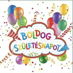   PARTY PAPÍR SZALVÉTA, KARÁCSONYI DEKORÁCIÓ, 20 DARABOS, LUFIK ÉS BOLDOG SZÜLETÉSNAPOT FELIRATTAL