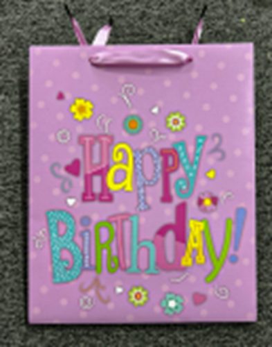 PAPÍRTASAK MATT, SZÍNES HAPPY BIRTHDAY FELIRAT, LILA