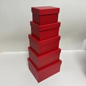   PAPÍRDOBOZ SZETT, 5 DARABOS, TÉGLALAP ALAKÚ, SKARLÁTVÖRÖS