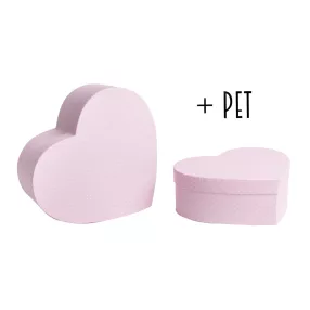   PAPÍRDOBOZ SZETT, 2 DARABOS, SZÍV ALAKÚ, PIROUETTE, SILENCE PÖTTYÖKKEL + PET